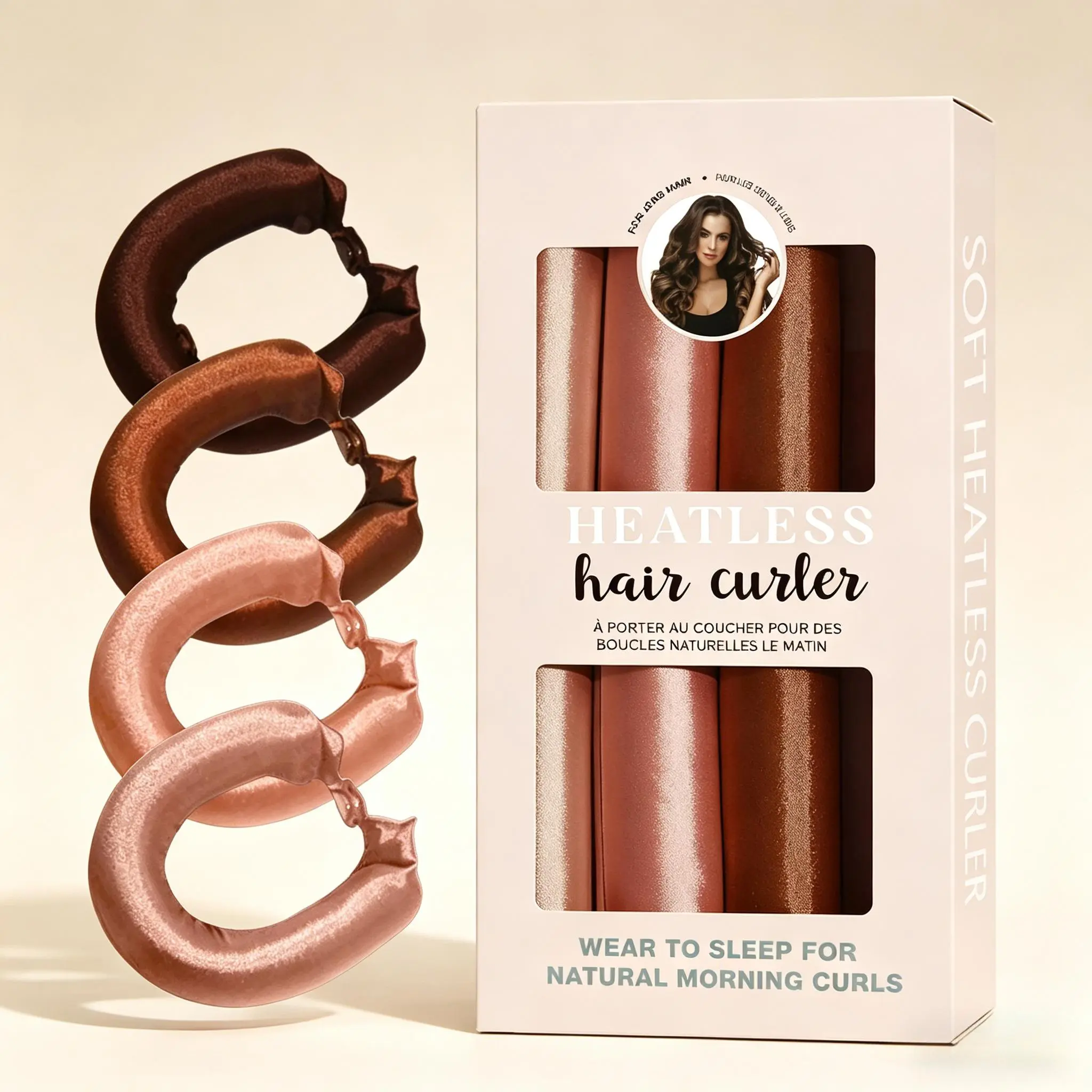 Women's 4-Pcs Heatless Bendable Rods Hair Curlers, Overnight No-Heat Styling Tools for Bouncy Curls, Loose Waves & Easy Curls, Heatless Curls