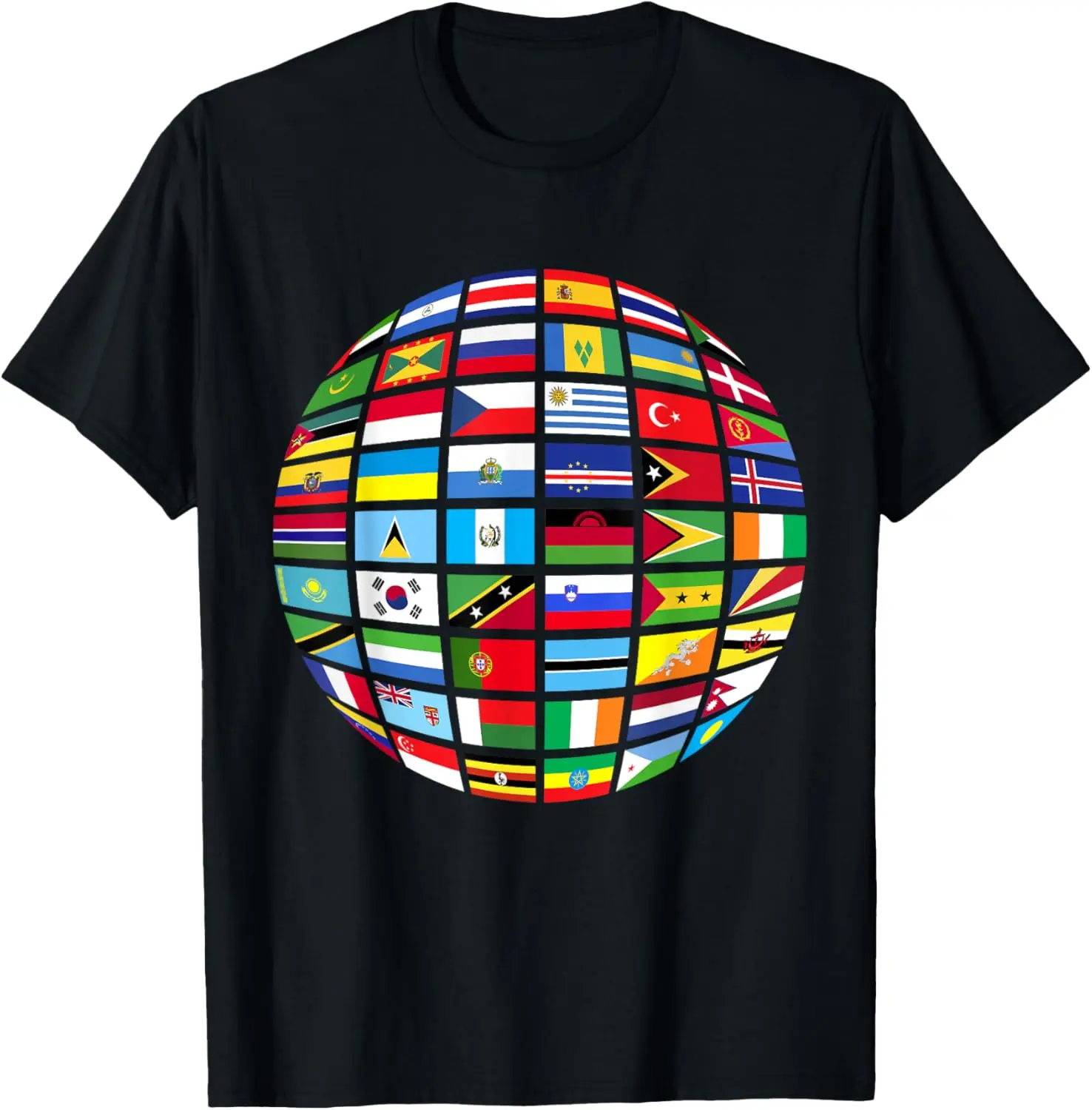 Casual Flags of the World Graphic T-Shirt, 100% Cotton Unisex Short Sleeve Round Neck Top for Everyday Wear, Shortsleeve, Tshirt, Streetwear, Vintage, Women