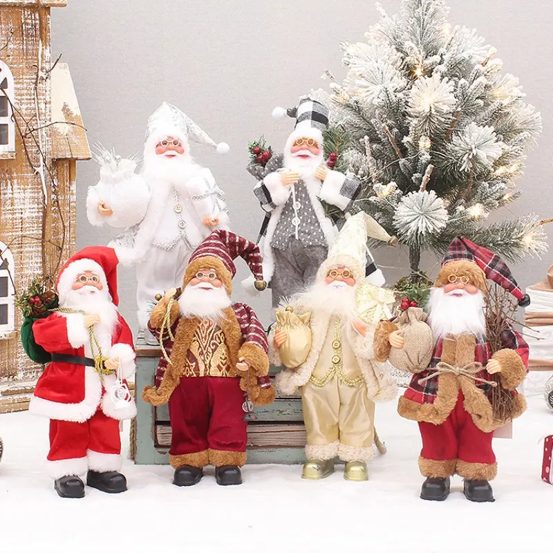 12 Inch Santa Claus Figurine Set, Christmas Decoration, Holiday Party Supplies, Reusable, Perfect for Festive Decor & Gifts, Christmas Ornaments, Home Ornaments