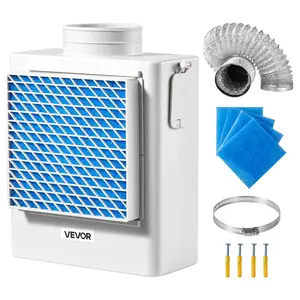 【Summervibes】VEVOR 3-in-1 Indoor Dryer Vent Kit,Premium ABS Material Fits 4 inch Exhaust Port, Smart Overheating Reminder Exhaust Hood & Easy-to-Detach Mesh Cap & Multi-layer Purification with 4 Replacement Pads