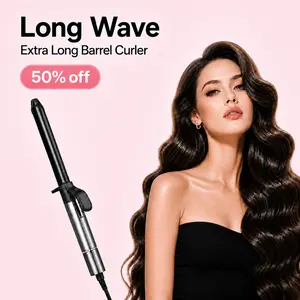 Alabama Barker Barrel Curling Irons Long Wave Wand for Loose Curls,  Soft Waves, Beach Waves,Nano Ionic Moisture Heat Hair Curler for Mermaid Waves, Hollywood Waves,Temp up to 430°F, Frizz‑Free Shine,Auto Shut‑Off,Ceramic Tapered Dual,crimper for hair tik