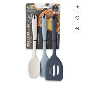 Thyme and Table Silicone Mini Kitchen Utensil Set 3 pcs Food Safe & Versatile for Cooking and Serving