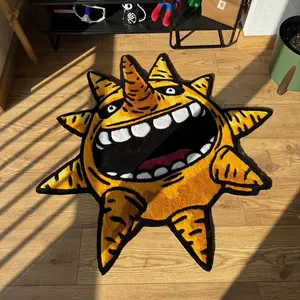 Creative Cartoon Fun Irregular Carpet, Soft Plush Anime Rug, Cartoon Pattern Rug, Home Decor Bedroom Bedside Mat, Suitable for Living Room Sofa Coffee Table