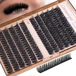 Geeneiya 12MM Volume Lash Clusters D Curl Cluster Eyelash Extensions Thick Cluster Lashes Only 12MM 80D+100D DIY Lash Extension Waterproof