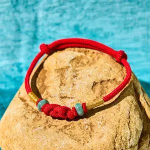 BuddhaStones Red String Jade Lucky Charm Bracelet Attract Wealth Fortune Positive Energy Braided Unisex Feng Shui Anklet for Men Women