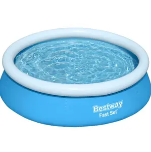 Bestway: Fast Set - 6' x 20" Inflatable Round Pool, Above Ground Splash & Wade Pool, Fill & Rise Setup, Tritech Construction, Easy Drain, Family