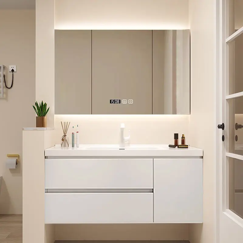 Stylish Bathroom Vanity With Sink White Ceramic Basin Washstand Combo
