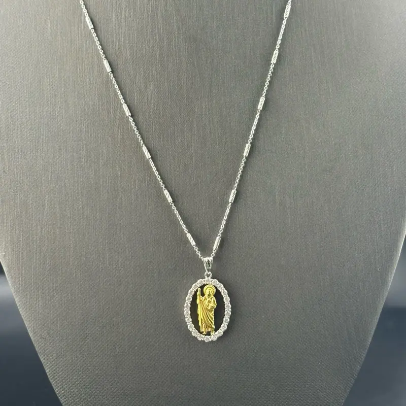 Necklace sliver 18-inch with San Jude pendant for everyday wear