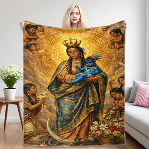 Coatlicue Mexican Aztec Goddess Flannel Blanket – Sacred Indigenous Art Print Throw, Lightweight Four-Season Blanket for Couch Bed Sofa, Boho Spiritual Decor #Blanket #MexicanBlanket #AztecArt #BohoDecor