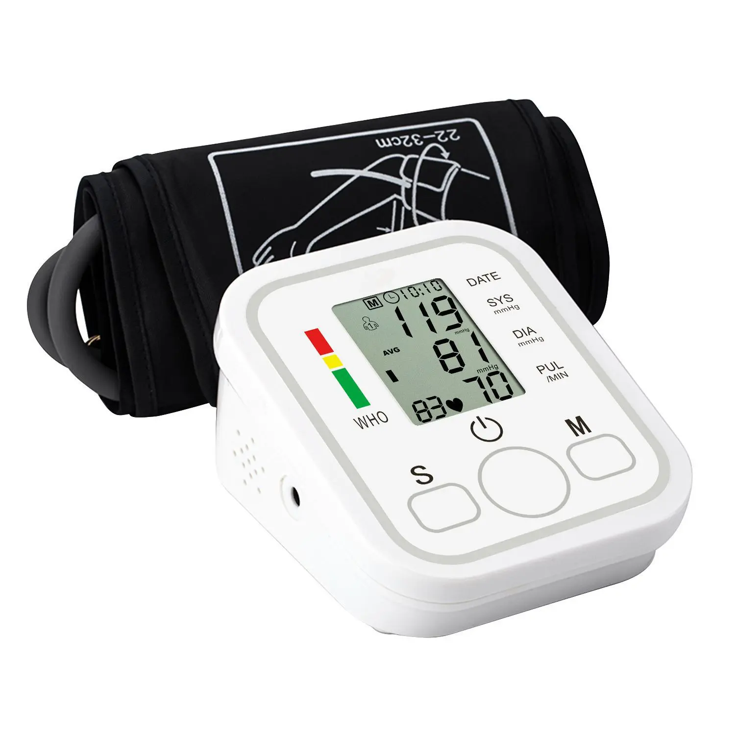 LPKEP Smart Upper Arm Health Monitor & Test, Adjustable Cuff (5.31-7.68in), Automatic, Large LCD Display, 99x2 Memory Sets, Home Healthcare Use, With Carrying Case, Health Monitors & Tests