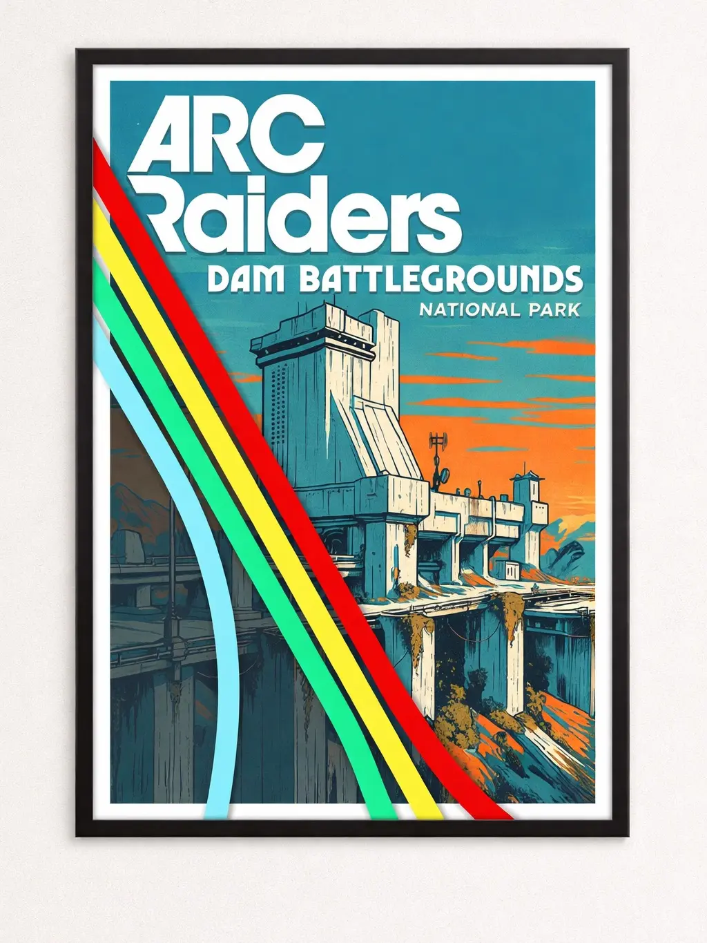 [FAST SALE UP TO 45%] ARC Raiders National Parks Style Poster, Striped Vintage Game Art, Sci-Fi Shooter Decor, Gamer Gift, Unframed Print Only gallery wall