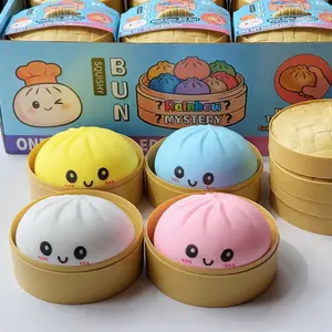 4PCS Jumbo Smiley Steamed Bun Squishy - ASMR Slow Rising Baozi Fidget, Satisfying Food Simulation Stress Relief Toy for Teens & Adults soft squeeze decompression