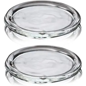 2-Pack Glass Candle Holders, 4", Clear, Beautiful Transparent Round Candle Plates
