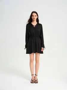 BlisSecret LACE UP V-NECK MINI DRESS