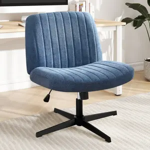 [Deal] Criss Cross Chair - Armless Desk Chairs Cross Legged Office Chair Wide Swivel Home Office Desk Chairs (Optional Wheels)
