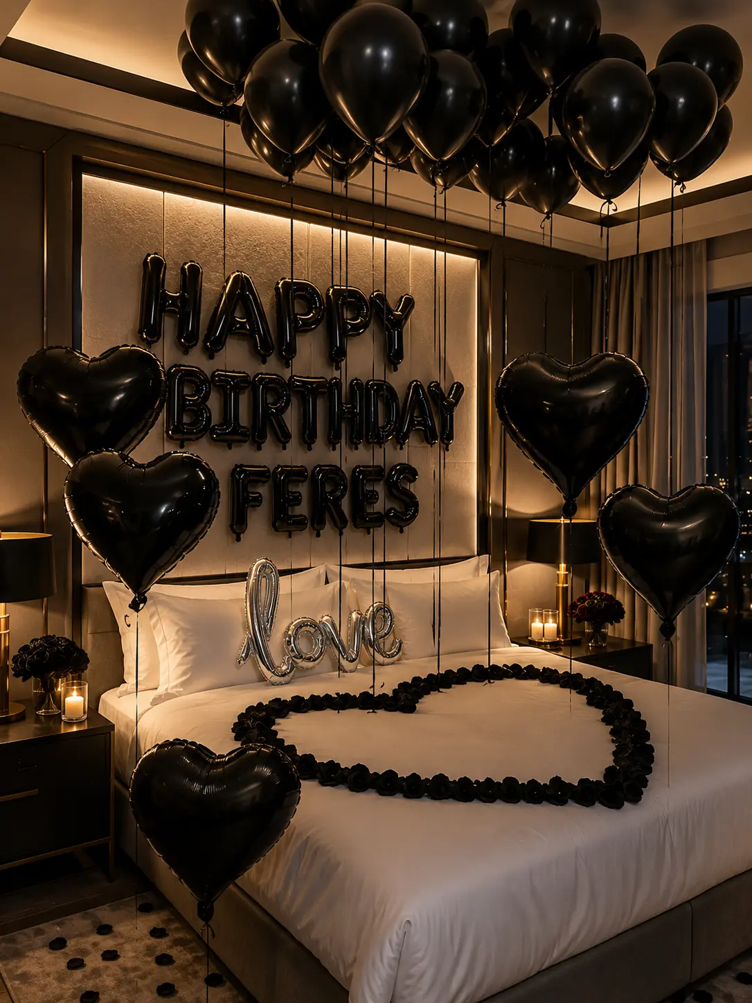 "38pcs Black Happy Birthday Balloon Set, 16-Inch Foil Letters, Heart & Love Balloons, Latex Balloons, Black Party Decorations for Men & Women, Birthday Banner & Party Scene Supplies"