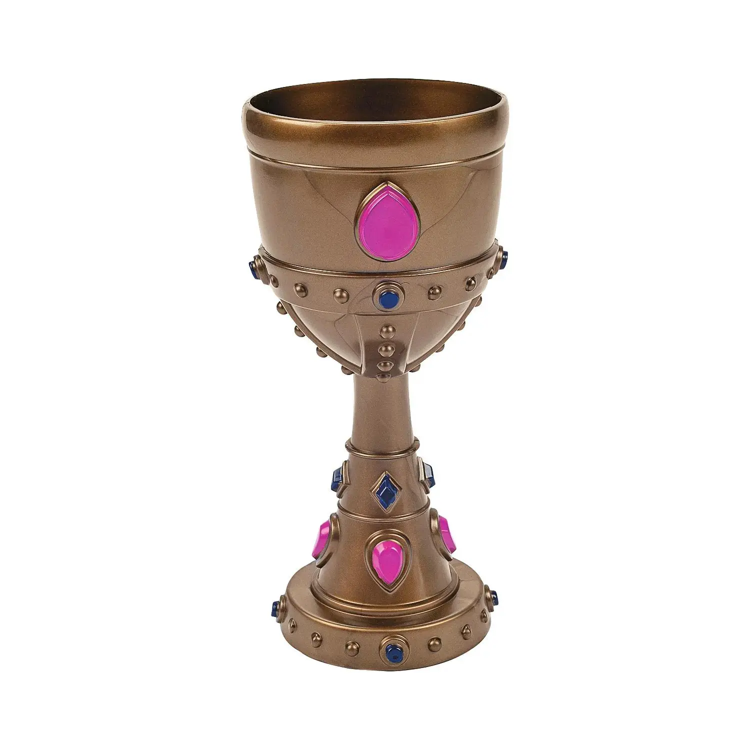 Eye-catching 8 oz. Molded Gold Crown with Jewels Reusable Plastic Goblets - 12 Pc.