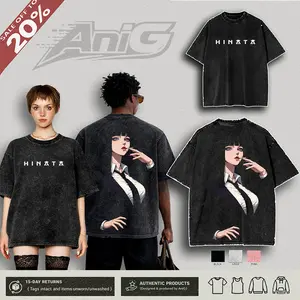 Hinata Hyuga art hot girl Naruto art Washed anime manga game T Shirts Streetwear Cotton wash Menswear graphic tee