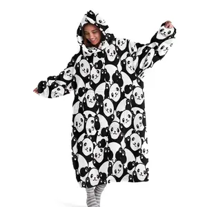 hoodie blanket，Wearable Blanket，Cute Panda Pattern Hooded Blanket Sweatshirt, Wearable Plush Blanket, Warm Lazy Blanket, Soft Cozy Blanket, TV Blanket, Birthday Gift, Christmas Gift，Christmas Gift,Valentine's Day gift, Portable Wearable Blanket