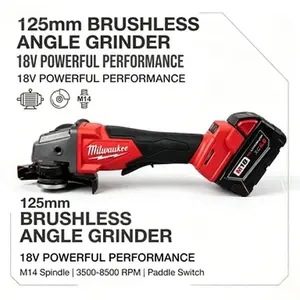 Milwaukee M18 125mm Brushless Angle Grinder – 8500 RPM, 4 Speeds, Paddle Switch for Metal Cutting & Grinding