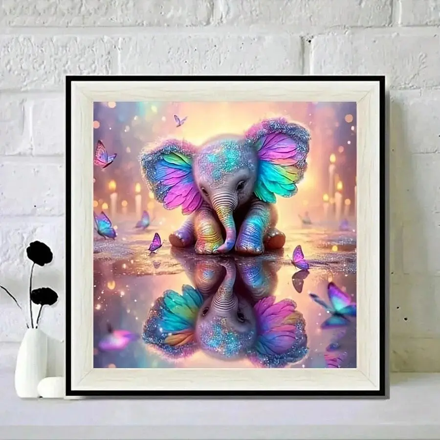 Elephant Pattern DIY Diamond Arts Colorful Painting Kit without Frame, DIY 5D Diamond Arts Colorful Painting Kit, Wall Art Decor for Home, Crafts