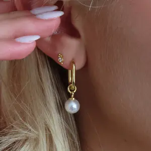 EVRY JEWELS Gold or Silver Plated Women's Pearl Earrings