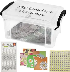100 Envelopes Money Saving Challenge, 100 Envelope Challenge Box Easy and Fun Way for 100 Day Envelope Challenge Kit Cash Stuffing Envelopes for Budgeting Planner & Saving Money