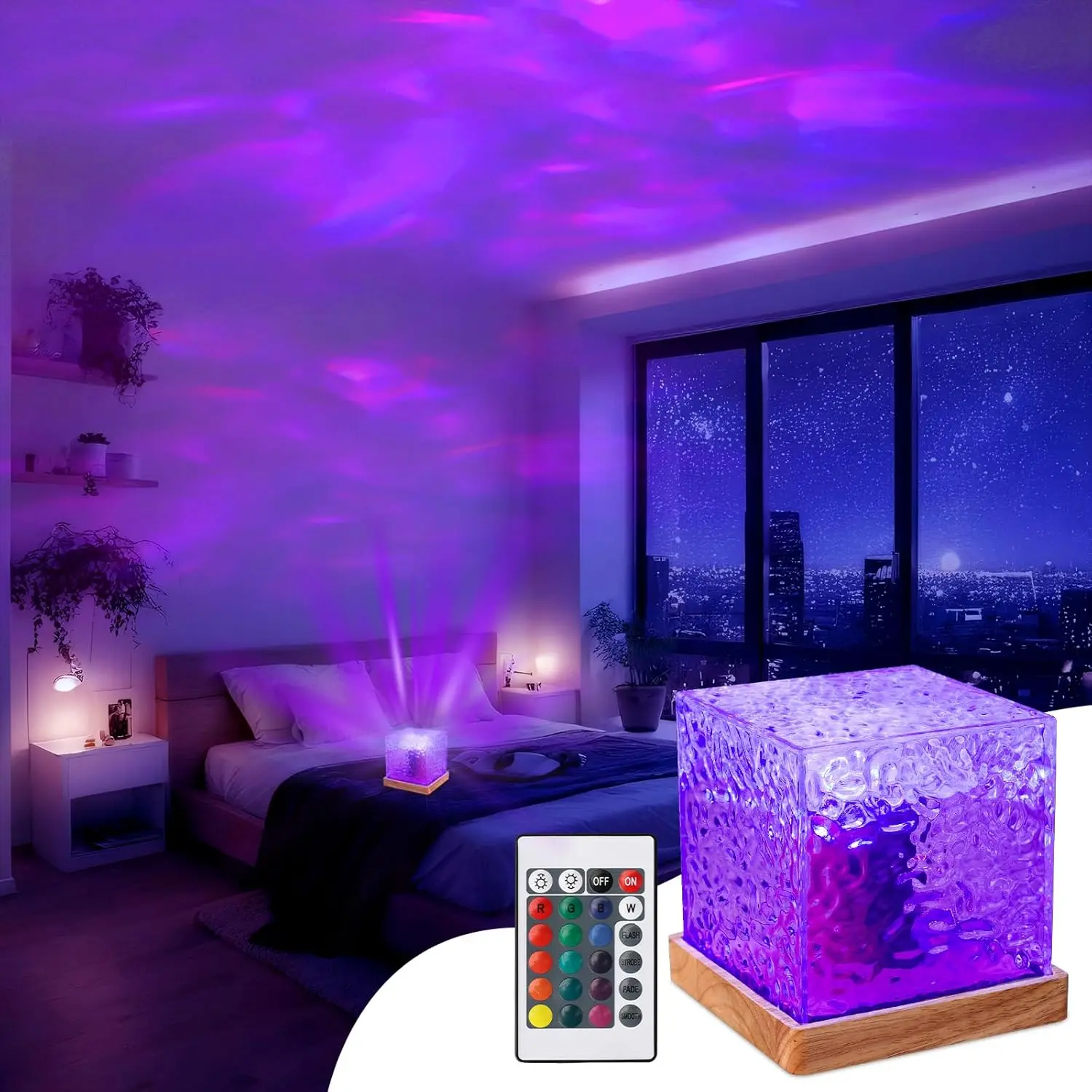 Northern Lights Projector,  Wave Ceiling Projector Light with Remote, Colors Changing Show / Aura Glow Lamp,Mood Linghting/Lumena light for Room Decor/Light projector for bedroom (SMALL)