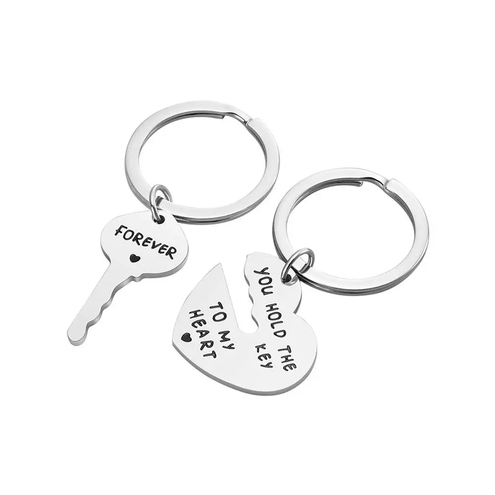 2Pcs Matching Heart Keychains for Couples, Love Key Ring Set for Men Women, Cute Jewelry Accessory Gift for Lovers
