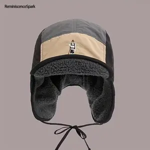 Men's Fleece-Lined Vintage Bomber Hat – Olive Green & Brown, Lightweight Adjustable Drawstring, Wind-Resistant Cold Weather Gear for Skiing Hiking Cycling & Outdoor Adventures