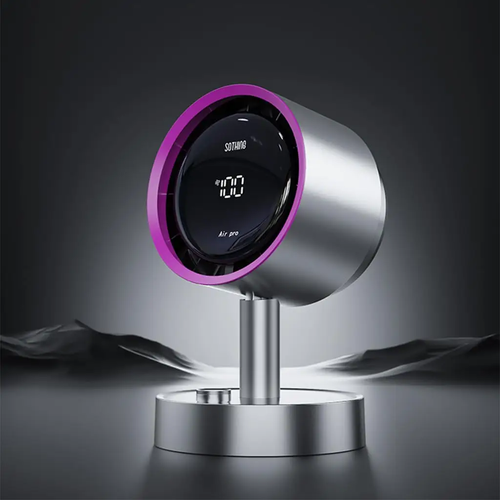 Sothing Desk Fan with Built-in Filter, 120° Oscillating Air Circulator Fan with 100 Speeds, Digital Display, USB-C Rechargeable, Quiet Small Table Fan