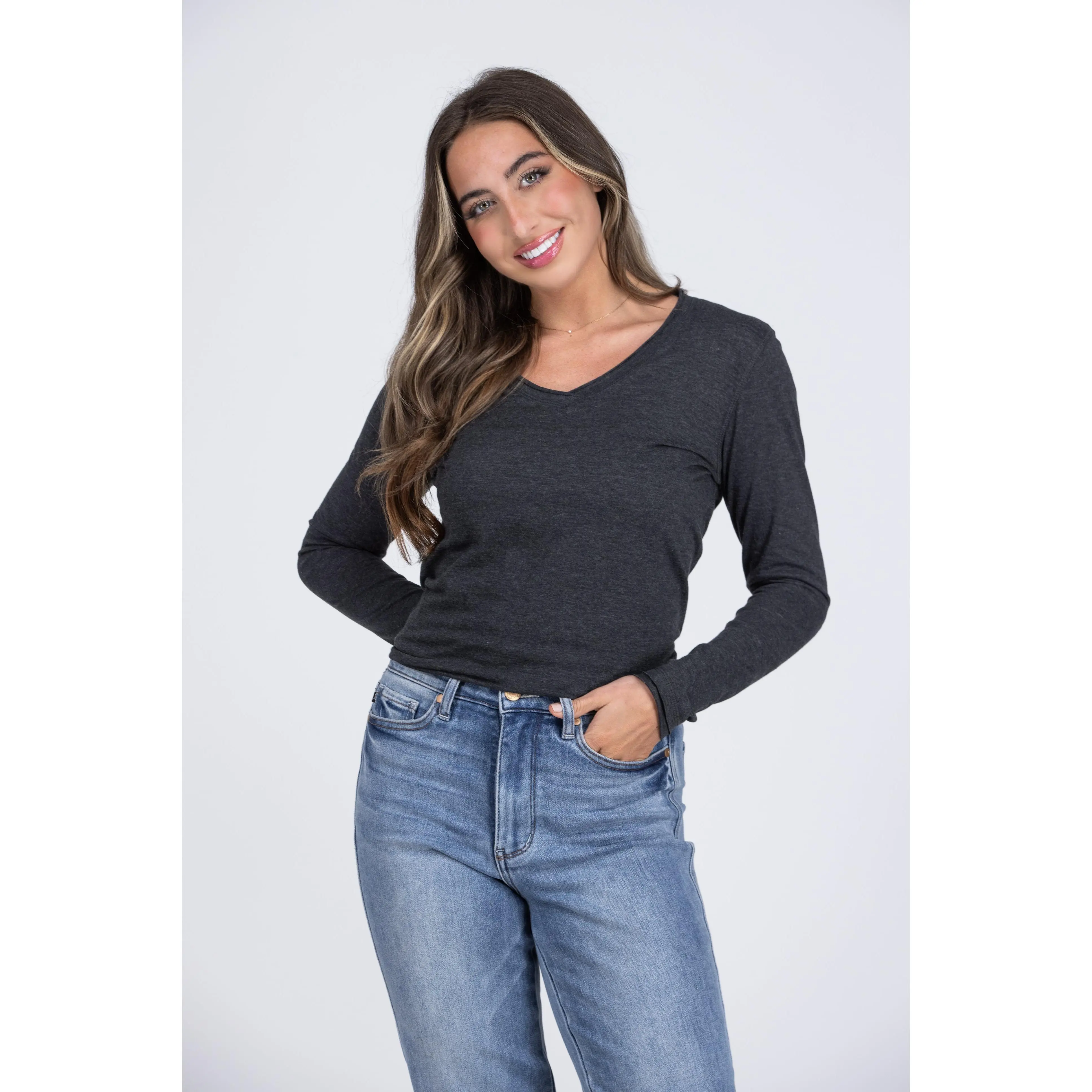 She's The Best Women's V-Neckline Long Sleeve Top