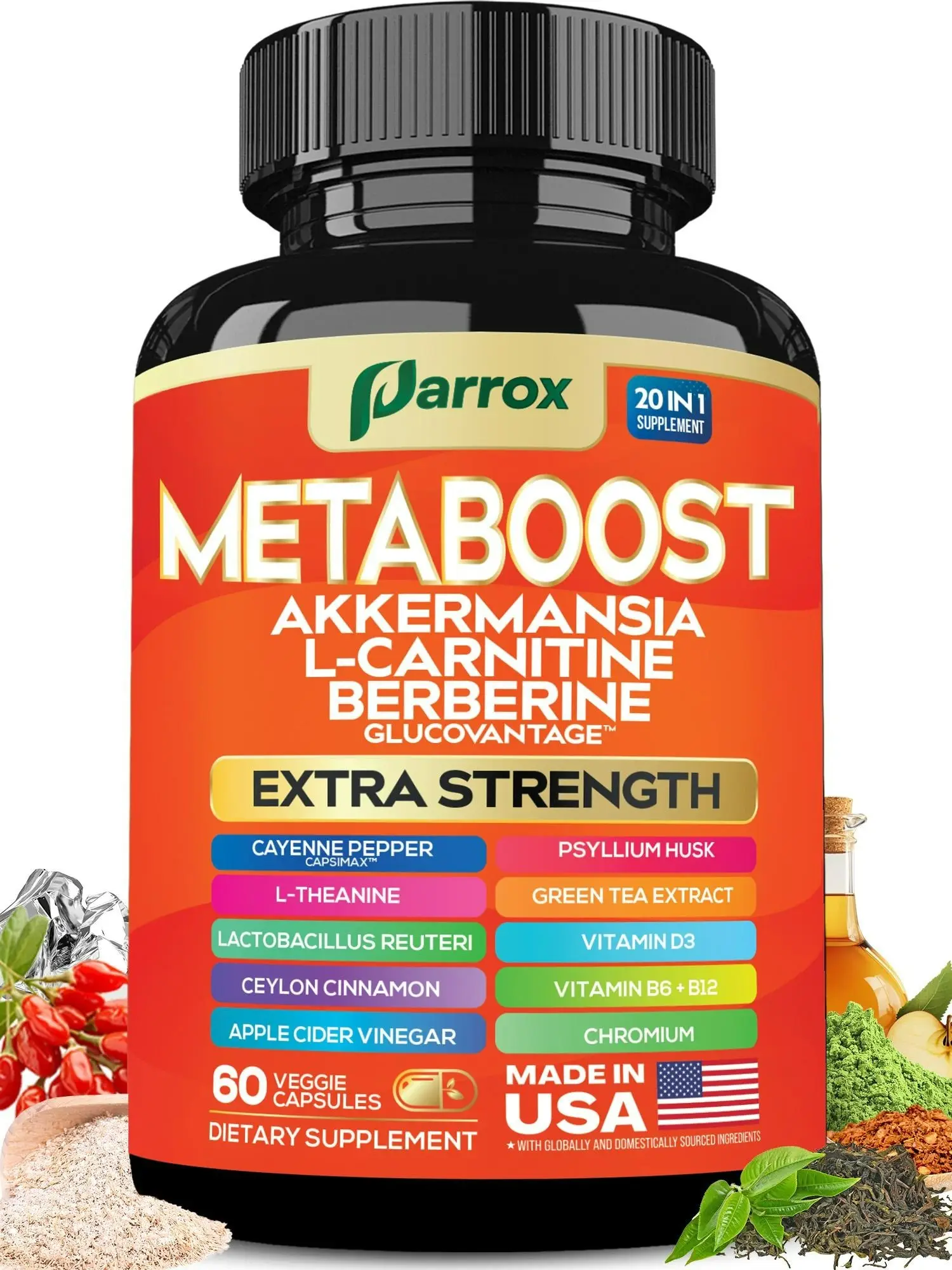 Parrox MetaBoost: 20 in 1 Organic Metabolism Support - Dietary Supplement with A...