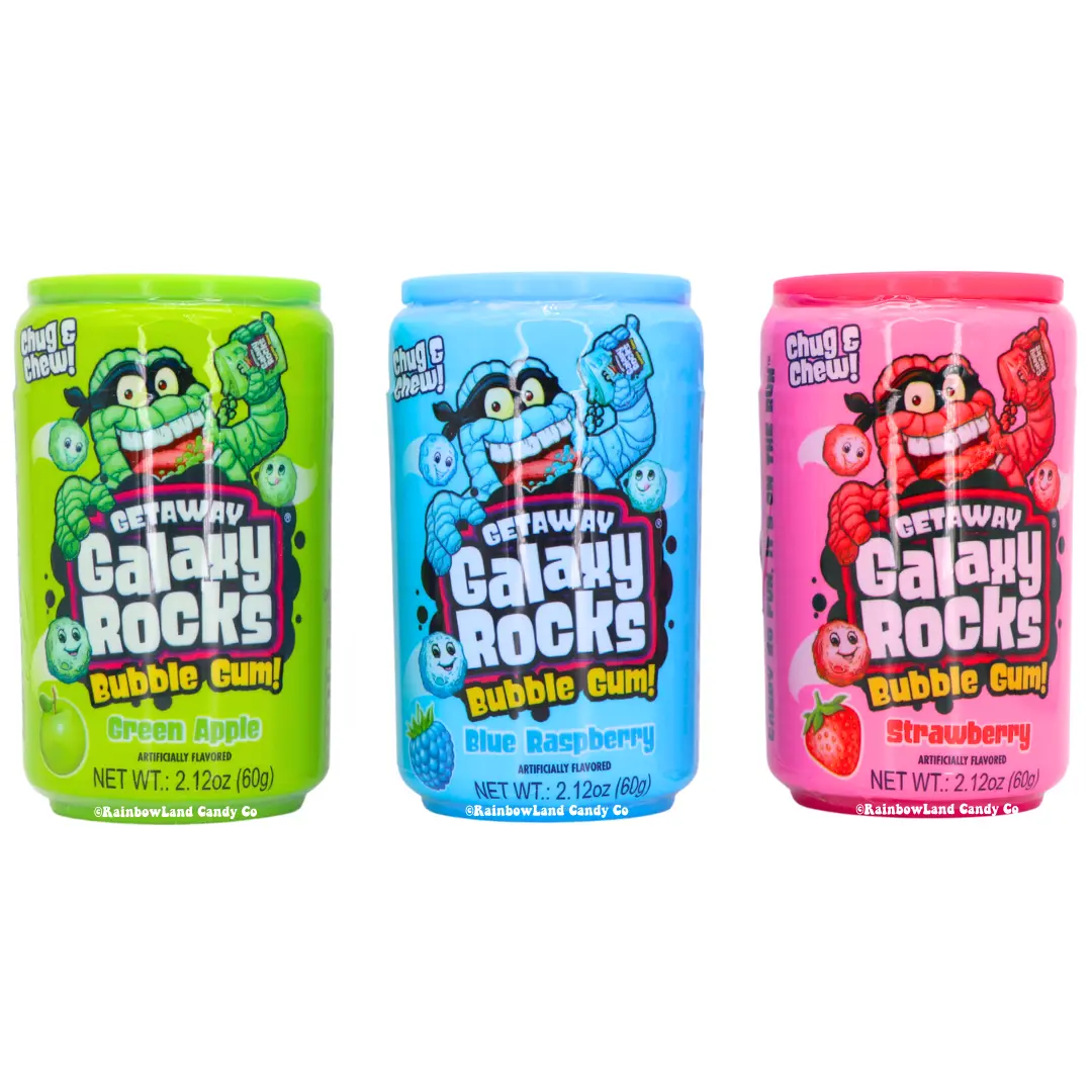 Getaway Galaxy Rocks Bubble Gum | Chug & Chew Novelty Gum Can 2.12 oz (one)