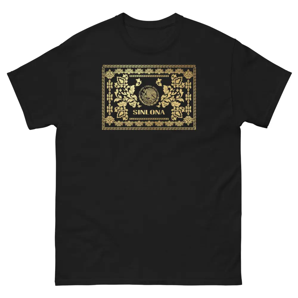Men's Sinaloa Gold Graphic Crew Neck T-Shirt - 100% Cotton Short-Sleeve Casual Streetwear Top, M to 3XL, All Seasons, Classic Cut & Structured Fit, Yarn Fabric, Double Seams, Stitched Hem