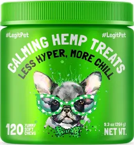 LegitPet Calming Treats for Dogs Hemp Calming Chews for Dog Anxiety, Stress & Separation, Thunder, Fireworks & Aggressive Behavior Relief, Natural Duck Flavor | 120 Soft Chews