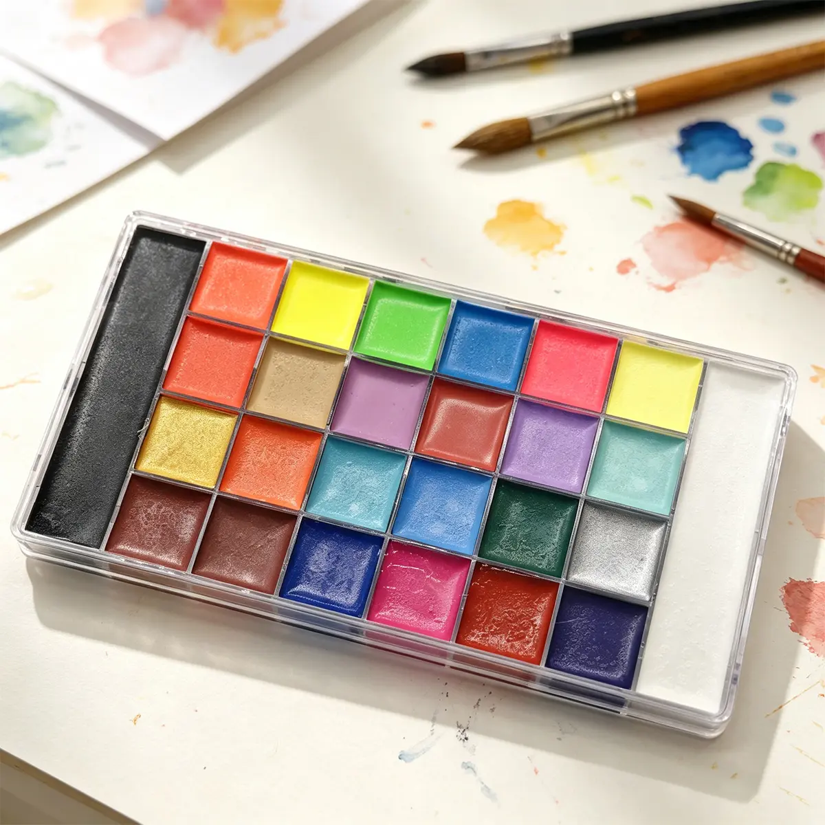 26 Colors Facial Painting, Neon Makeup Palette Kit, Suitable for Halloween Facial Painting Special Effects Clothing Role Playing Makeup