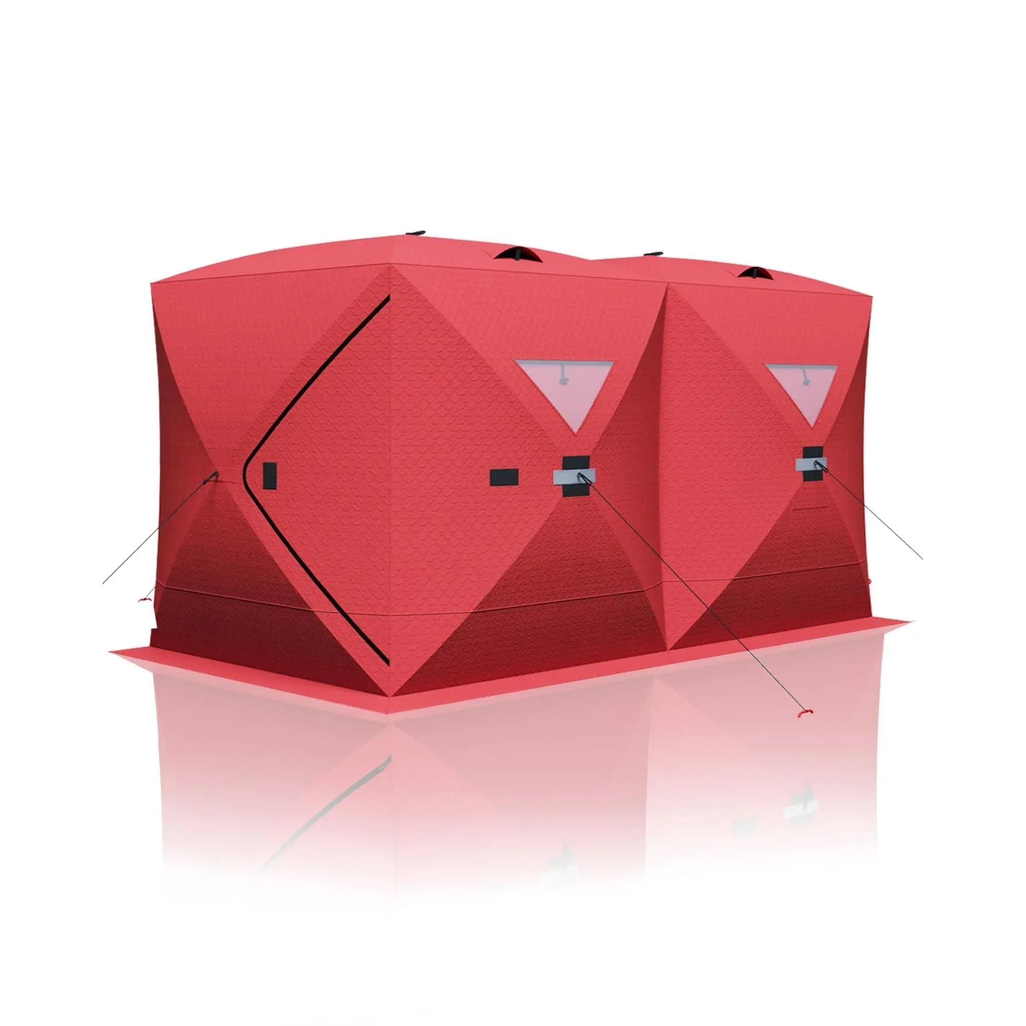 Pop-Up Insulated Hub-Style Ice Fishing Tent – Shelter for 4-8 Persons, 140"x70.8"x79", Portable, Waterproof, Windproof, Includes Anchors, Ropes, Carry Bag