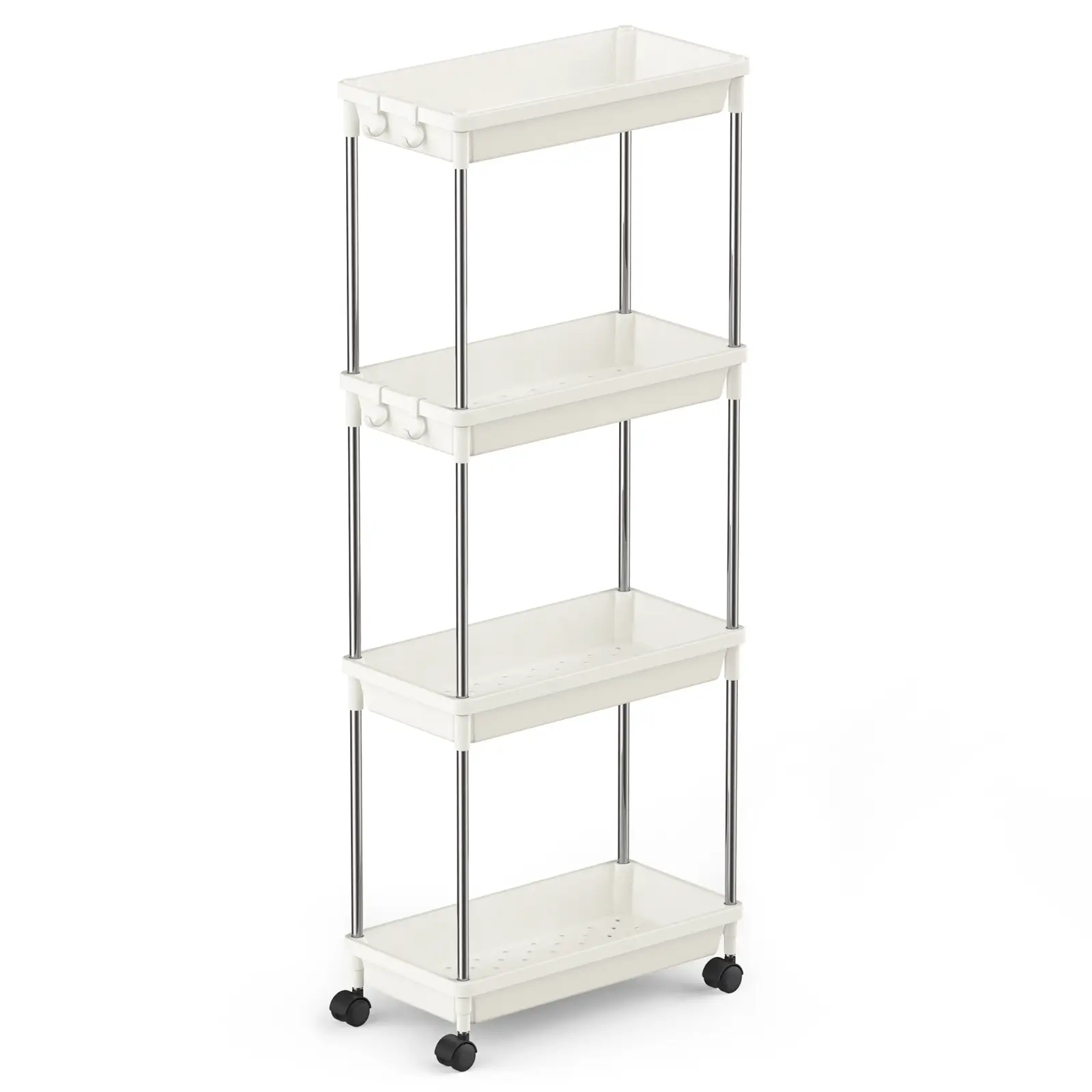 Lifewit 4-Tier Storage Trolley, Rolling Bathroom Kitchen Trolley on Wheels, Slim Storage Unit for Space-Saving Organization