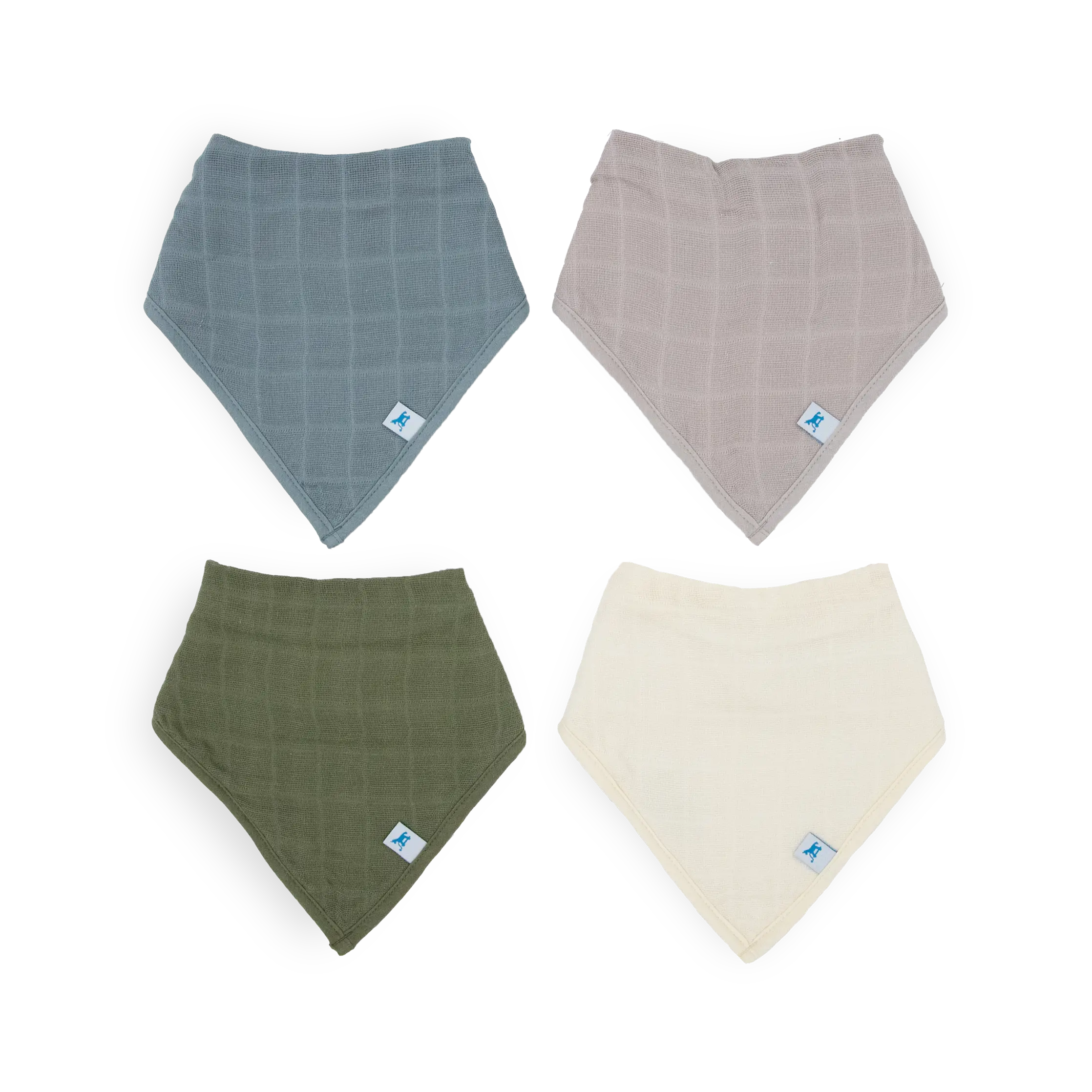 Cotton Muslin + Fleece Bandana Bib 4 Pack - Sea