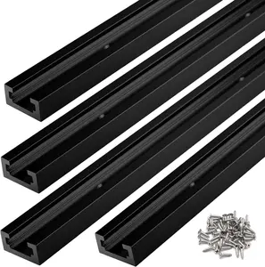 T Tracks for Woodworking,4Pcs  48 inch Double Cut Profile Universal with Predrilled Mounting Holes and 48 count Screws Black