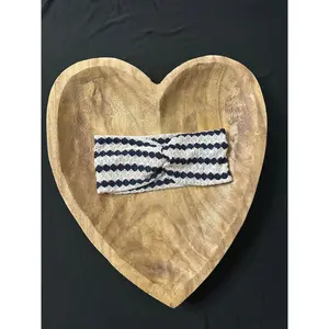 Knit navy and cream headband