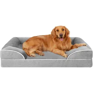 Orthopedic Dog Beds Large Sized Dog - Washable Large Dog Cat Bed Waterproof, Comfort Dogs Couch Sofa with Washable Removable Cover, Pet Bed with Nonskid Bottom, Grey