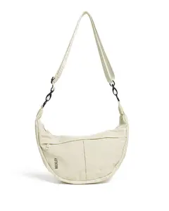 Ivory Crescent Bag - Minimalist Stylish Fashion Office Bag with Multiple Pockets & Detachable Straps 14.5x3.5x10.2 Inches