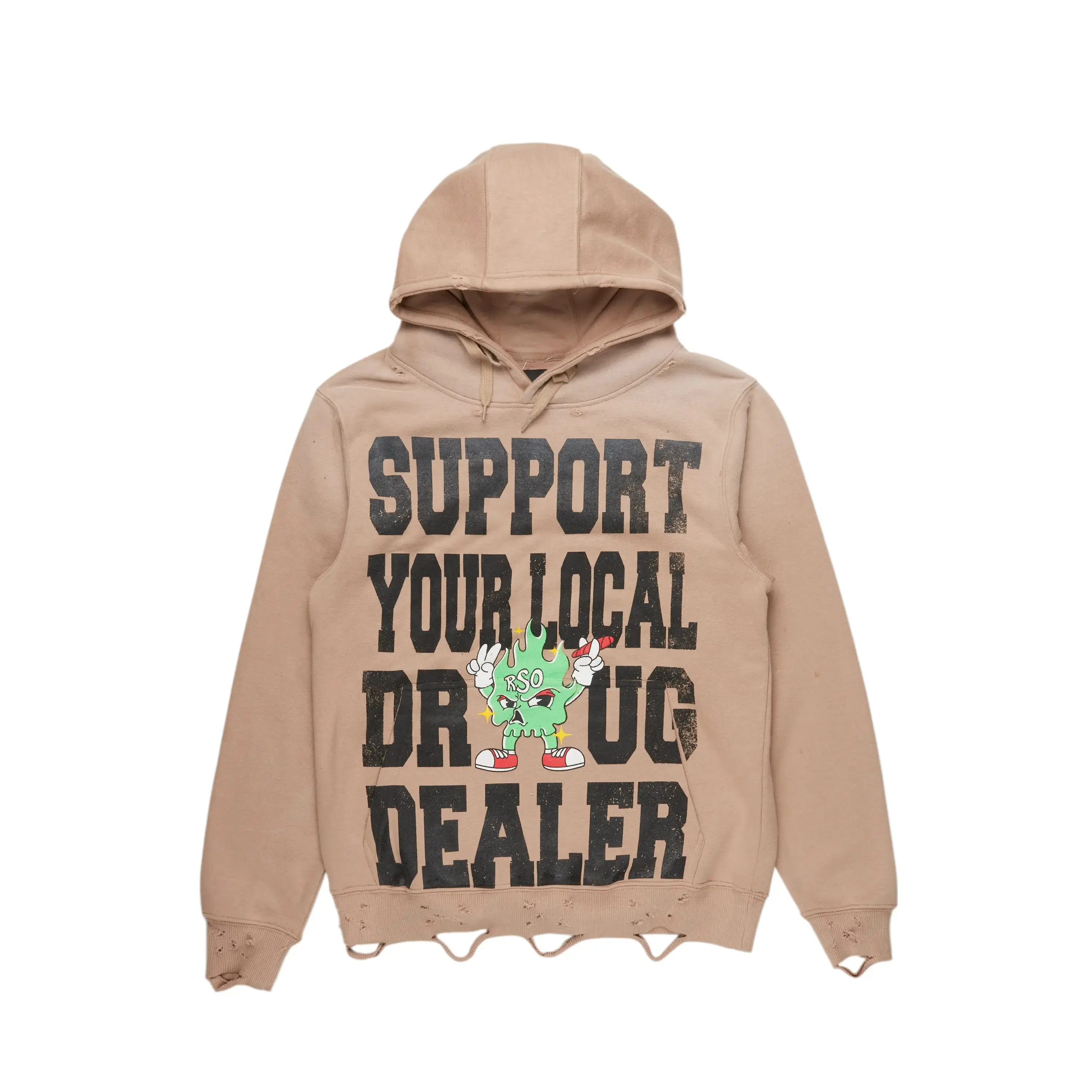 Tarl Khaki Distressed Graphic Hoodie