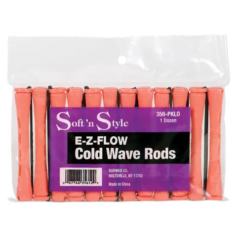Soft 'N Style Pink Long Heatless Curling Rods - 12 Pieces (1 Dozen Salon Supplies) Concave Tool with Elastic Band Secure Grip for Perms & Curls on Elastic, Textured Hair, DIY Hairstyler, Hair Styling Accessories