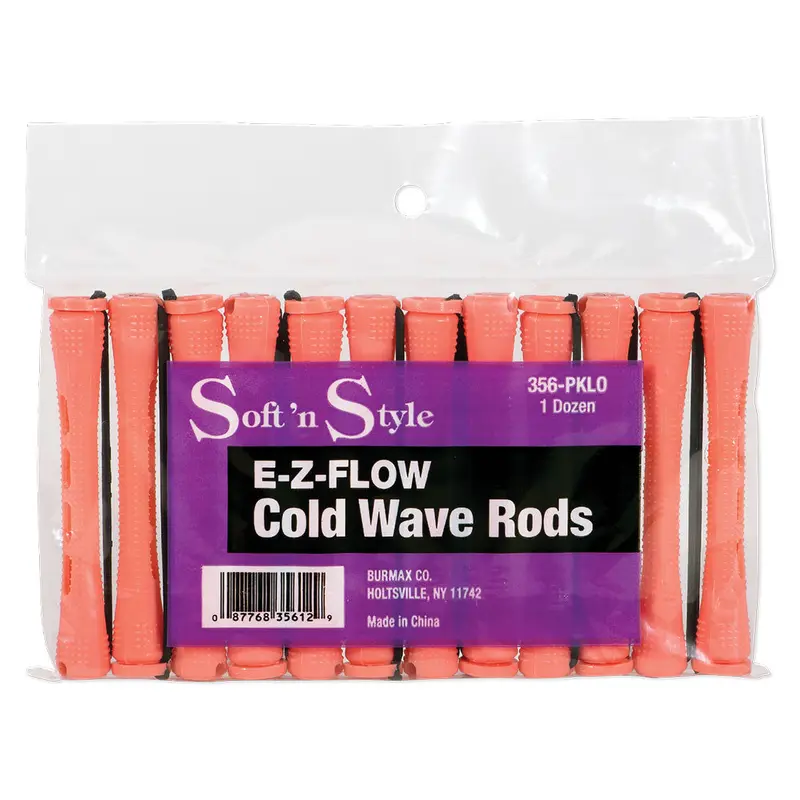 Soft 'N Style Pink Long Heatless Curling Rods - 12 Pieces (1 Dozen Salon Supplies) Concave Tool with Elastic Band Secure Grip for Perms & Curls on Elastic, Textured Hair, DIY Hairstyler, Hair Styling Accessories
