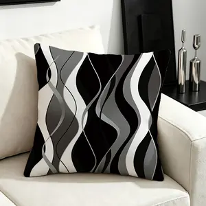 Modern Wave Printed Throw Pillow, 45×45cm 1Pcs, Soft Polyester Fabric, with Pillow Insert and Zipper, Suitable for Sofa and Bedroom Home Decoration, Ideal Gift Choice