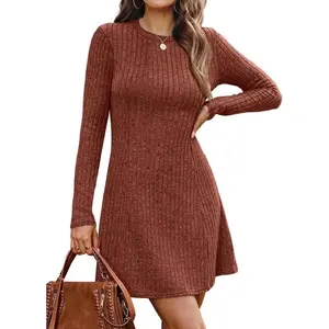 Women’s Fall Dresses 2025 Long Sleeve Crew Neck Sweater Dress