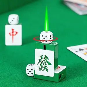 2026 New Chinese Style Mahjong Fortune Lighter, 360° Spinning Dice Windproof Lighter, Novelty Stress Relief Fidget Toy, Perfect Gift (Butane-Free)